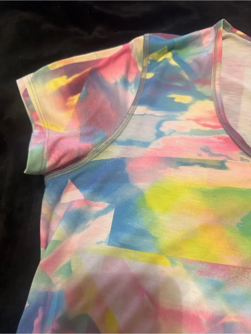 LUCY Brand  Multicolor Pastel Tie-Dye Crewneck Comfy Tee LARGE